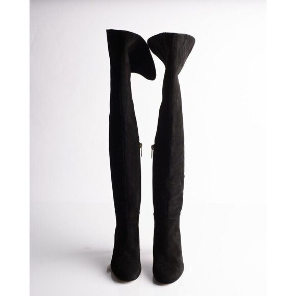 L'AGENCE Womens Black Suede Over the knee Boots EU 36 US 6 Low Heel New in Box - Picture 3 of 9